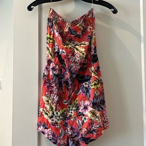 Floral strapless romper size small